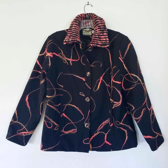 WRAPS By Canvasbacks Black Embroidered BOHO Coat SMALL - Picture 1 of 6